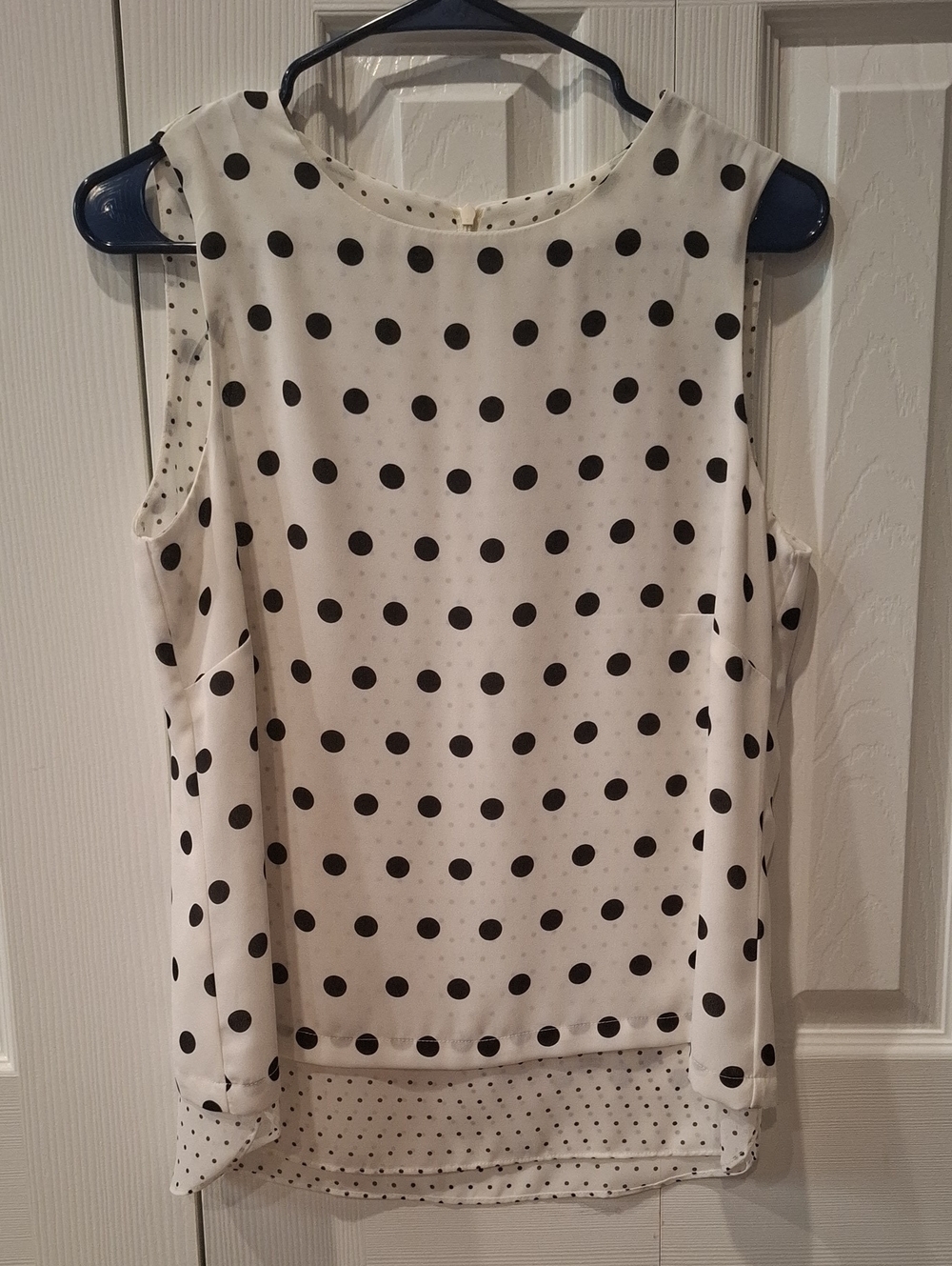 Rose & Olive White and Black Polka Dot Sleeveless Camisole